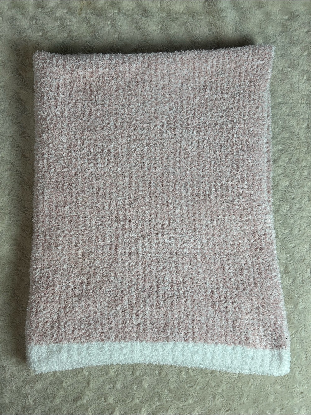 SL Home Fashions Pink White Fuzzy Soft Baby Blanket Chenille Sweater Knit
